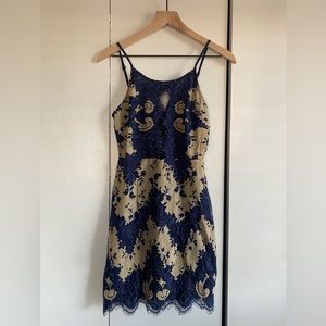 STORIA Sz Sm Navy Blue Floral Dress